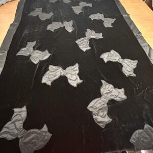 Giorgio Armani Woman's Wrap Velvet Satin Bow Shawl Scarf Black Modern